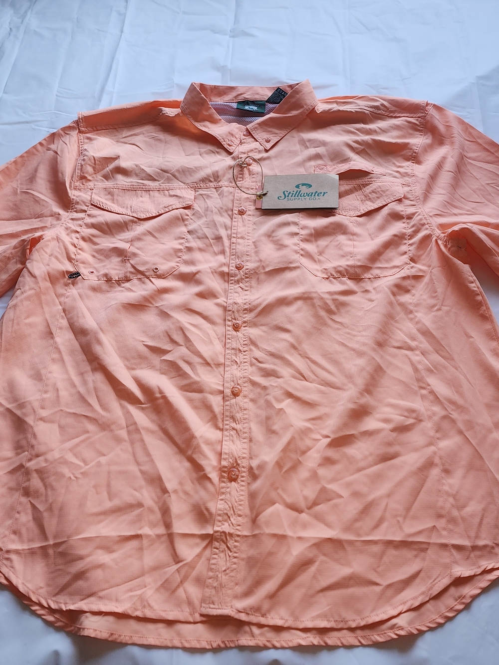 Stillwater SUPPLY CO, Men's Fishing Shirt Peach Orange Color Size 2xlarge
